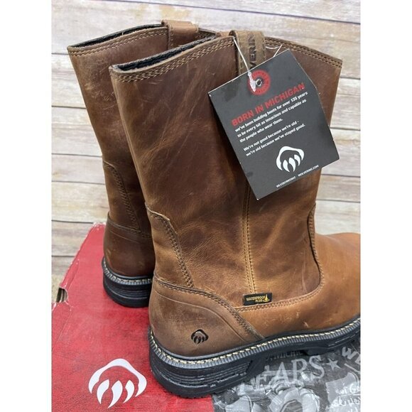 Wolverine NEW Men's 14 M Hellcat 10” CM Wellington Boot Tobacco Waterproof Work - Picture 8 of 11